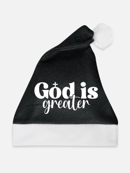 Gott ist größer - Weihnachtsmütze - Schwarz/Weiß - Vorne