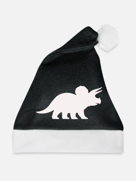 Triceratops Silhouette – Minimal-Dino - Weihnachtsmütze - Schwarz/Weiß