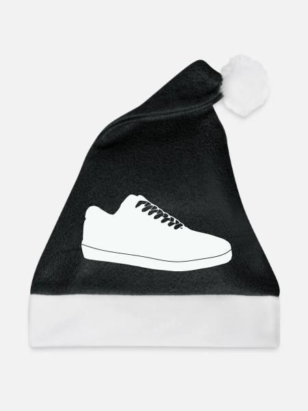 Schuh-Silhouette Linienkunst - Weihnachtsmütze - Schwarz/Weiß - Vorne