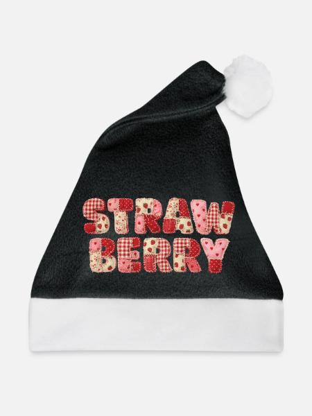 Faux Patchwork Erdbeerfrucht-Jahrgang - Weihnachtsmütze - Schwarz/Weiß