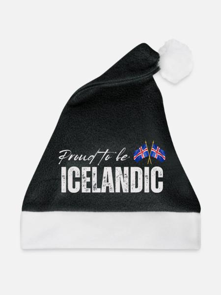 Isländisch stolz, ich liebe Island - Weihnachtsmütze - Schwarz/Weiß - Vorne