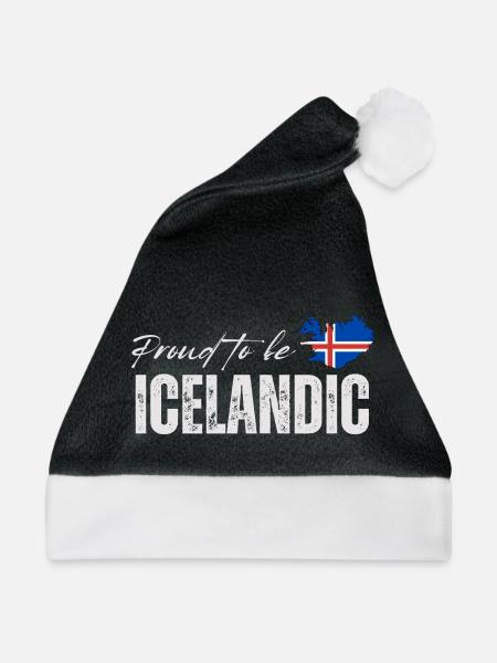 Isländisch stolz, ich liebe Island - Weihnachtsmütze - Schwarz/Weiß - Vorne
