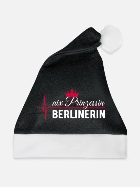Nix Prinzessin - Berlinerin - EKG Puls Geschenk - Weihnachtsmütze - Schwarz/Weiß - Vorne