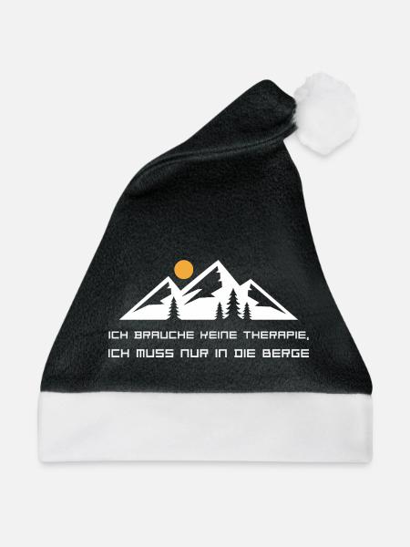 Keine Therapie ich muss in die Berge Wandern Desig - Weihnachtsmütze - Schwarz/Weiß - Vorne