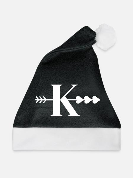 Buchstabe k Pfeil Herz - Weihnachtsmütze - Schwarz/Weiß - Vorne