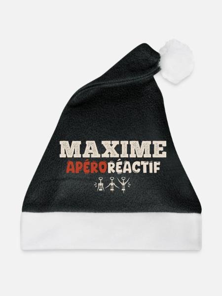 Maxime Apéroréactif – Humorgeschenk - Weihnachtsmütze - Schwarz/Weiß - Vorne