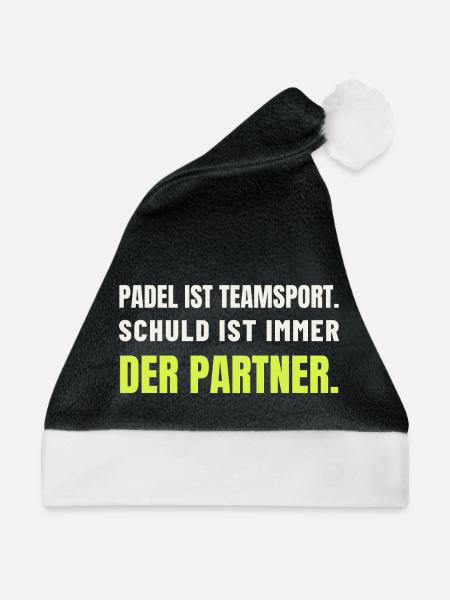 Padel Teamsport – Schuld ist der Partner - Weihnachtsmütze - Schwarz/Weiß - Vorne