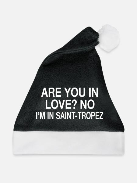In Love Nein, ich bin in Saint-Tropez | Reisehumor - Weihnachtsmütze - Schwarz/Weiß - Vorne