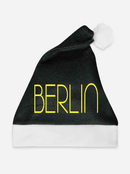 Berlin gelbe Schrift - Weihnachtsmütze - Schwarz/Weiß