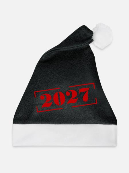 2027 Jahr Stempel - Weihnachtsmütze - Schwarz/Weiß