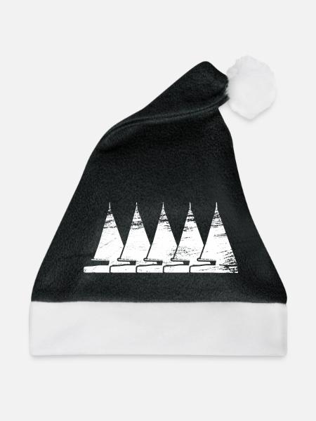 Segelschiff Zeichnung - Weihnachtsmütze - Schwarz/Weiß