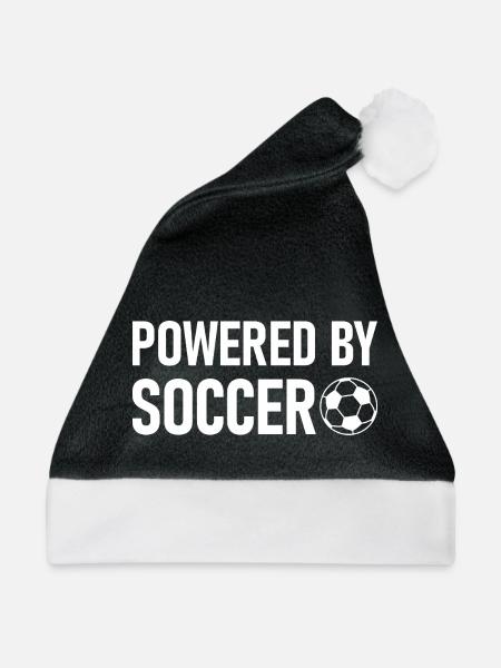 Powered by Soccer T-Shirt Fußball Fan - Weihnachtsmütze - Schwarz/Weiß