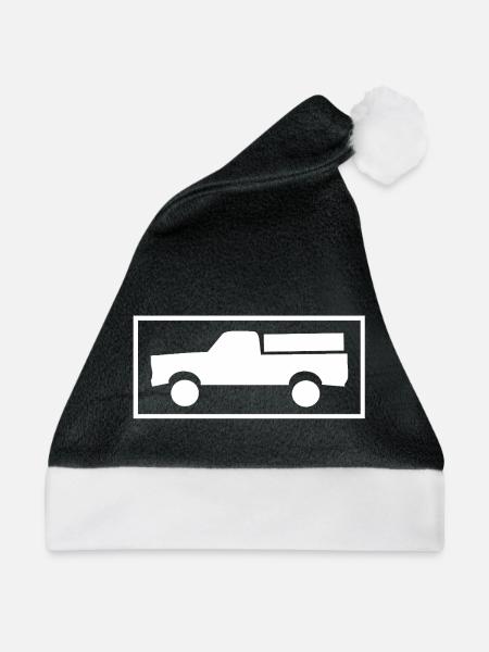Pickup-Silhouette im Rahmen - Weihnachtsmütze - Schwarz/Weiß