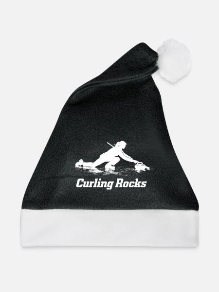 Curling Rocks Sportlerin Eissport Wintersport - Weihnachtsmütze - Schwarz/Weiß - Vorne
