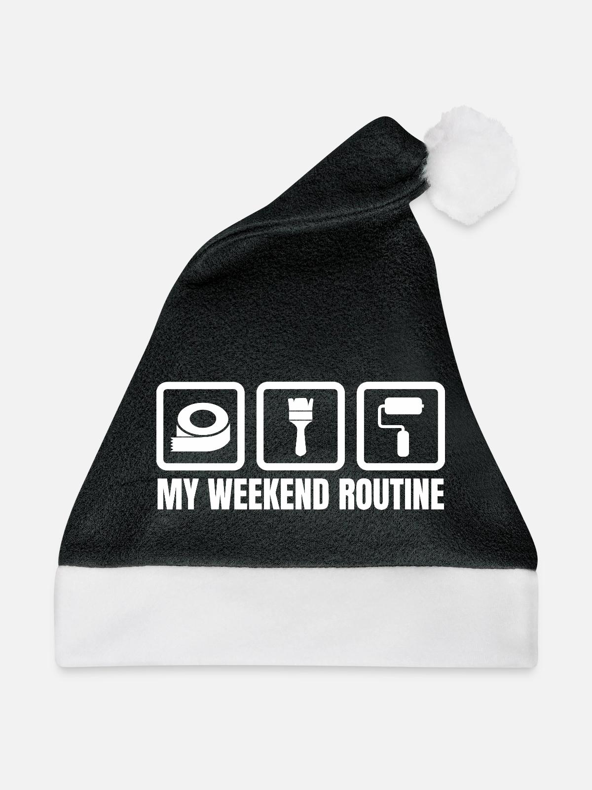 Meine Wochenendroutine - Weihnachtsmütze - Schwarz/Weiß - Vorne