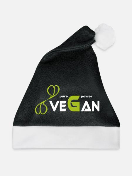 pure_vegan_power - Weihnachtsmütze - Schwarz/Weiß