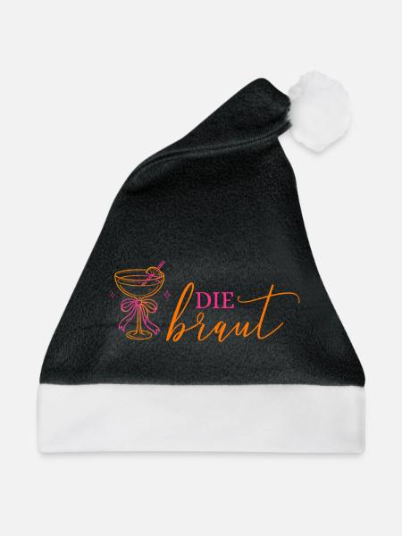 DIE BRAUT! Cocktailglas mit Schleife - Weihnachtsmütze - Schwarz/Weiß