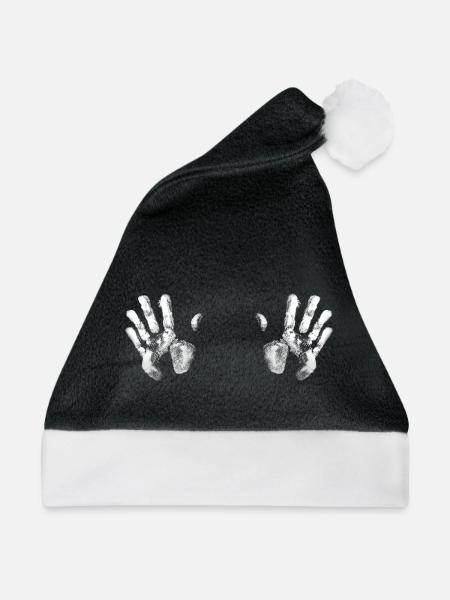 Handabdruck Hände Busen Boobs - Weihnachtsmütze - Schwarz/Weiß