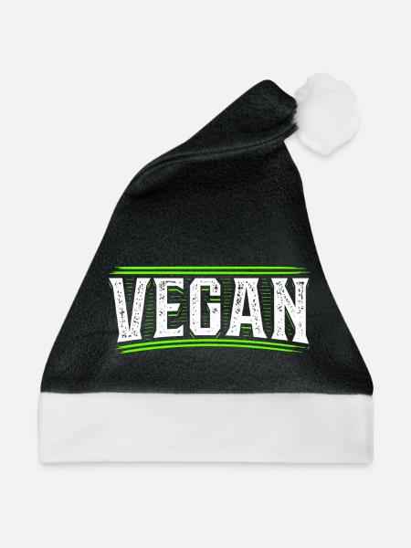 Vegan - Veganer - Veganerin - Vegane Ernährung - Weihnachtsmütze - Schwarz/Weiß - Vorne