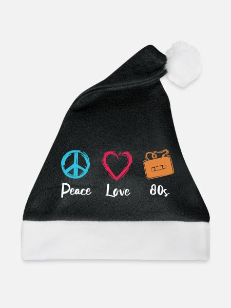 Peace Love 80s - Weihnachtsmütze - Schwarz/Weiß