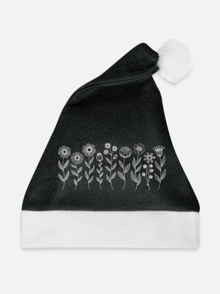 Blumenmuster Florist - Weihnachtsmütze - Schwarz/Weiß
