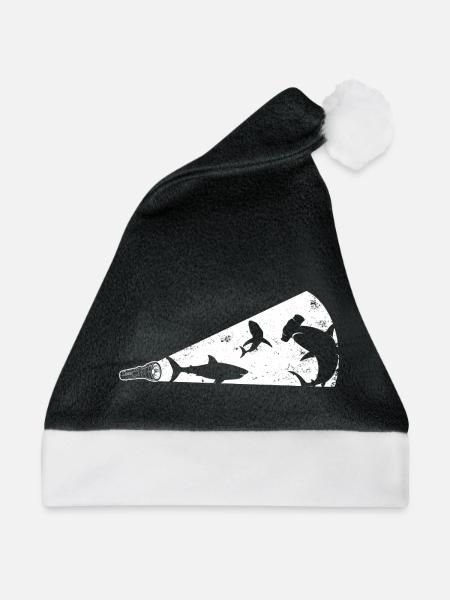 Hai-Silhouette-Megafon - Weihnachtsmütze - Schwarz/Weiß