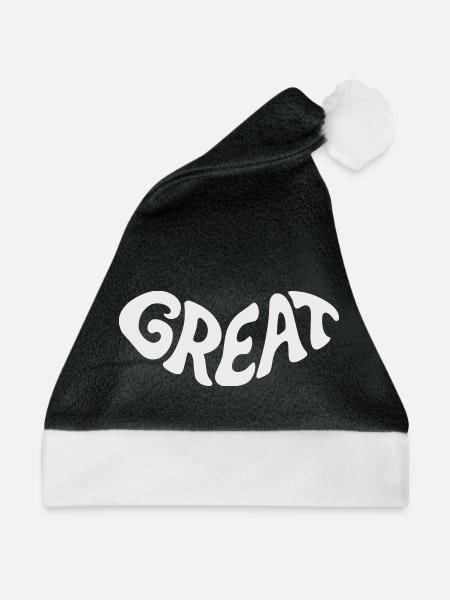 Great, Großartig Bubbel-Wortdesign - Weihnachtsmütze - Schwarz/Weiß