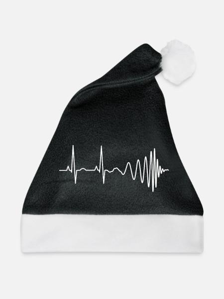Gravitationswellen Herzschlag LIGO Chirp Signal - Weihnachtsmütze - Schwarz/Weiß - Vorne
