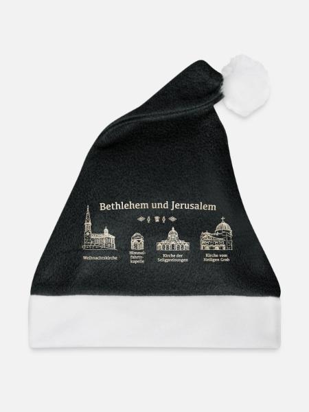 Bethlehem, Jerusalem, heilige Orte. Grabeskirche - Weihnachtsmütze - Schwarz/Weiß