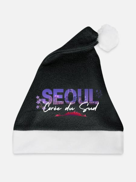 Seoul Skyline Blumennacht - Weihnachtsmütze - Schwarz/Weiß