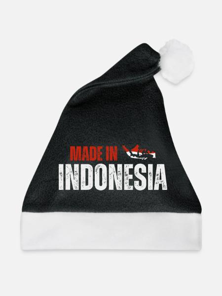 Hergestellt in Indonesien, indonesischer Stolz - Weihnachtsmütze - Schwarz/Weiß - Vorne
