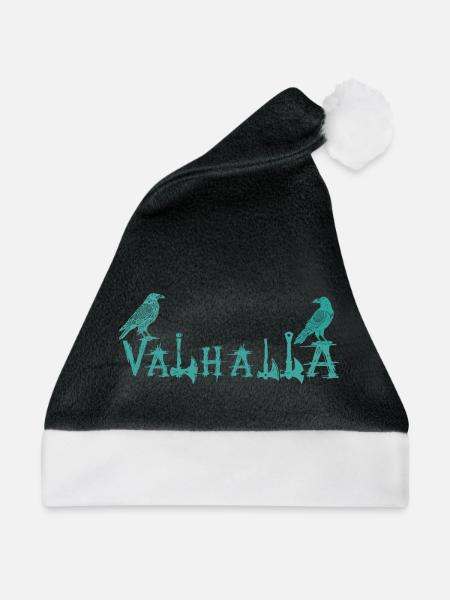 Valhalla Runenraben Stil Shirt - Weihnachtsmütze - Schwarz/Weiß