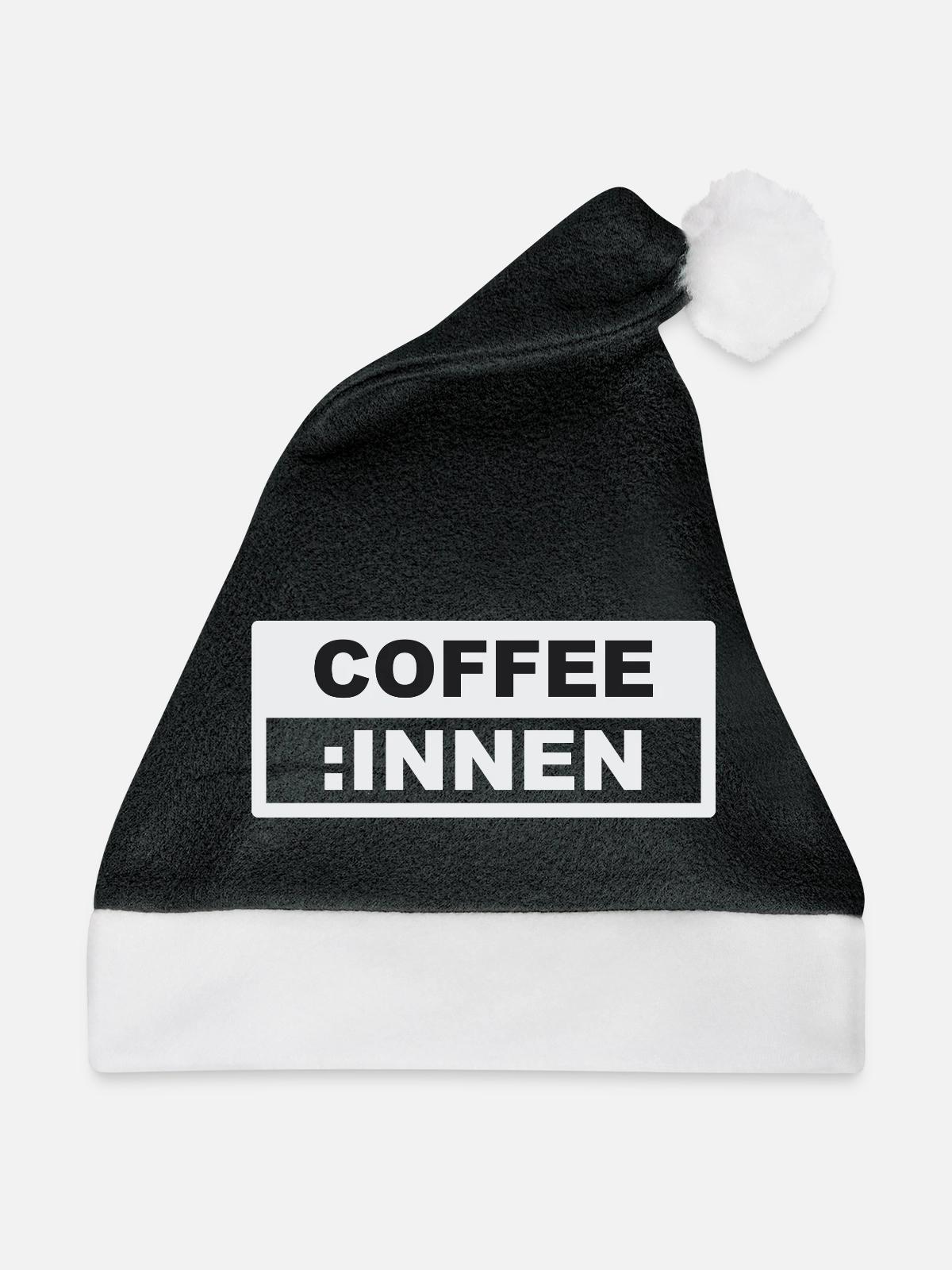 KAFFEE INNEN - Weihnachtsmütze - Schwarz/Weiß - Vorne