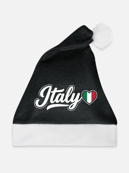 Italien-Skript mit Flaggenherz-Fan Patriotisch - Weihnachtsmütze - Schwarz/Weiß - Vorne