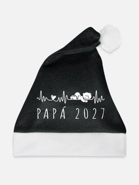 Futuro Papá 2027 Latido del Corazón Embarazo - Weihnachtsmütze - Schwarz/Weiß - Vorne