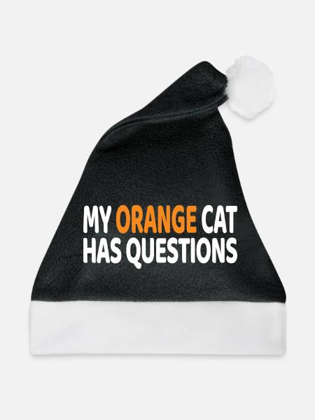 Meine orangefarbene Katze hat Fragen, lustiges Katzenliebhaber-Geschenk - Weihnachtsmütze - Schwarz/Weiß - Vorne