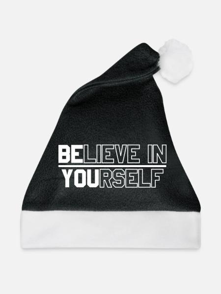 Motivierende Textgestaltung für mehr Selbstvertrauen - Weihnachtsmütze - Schwarz/Weiß