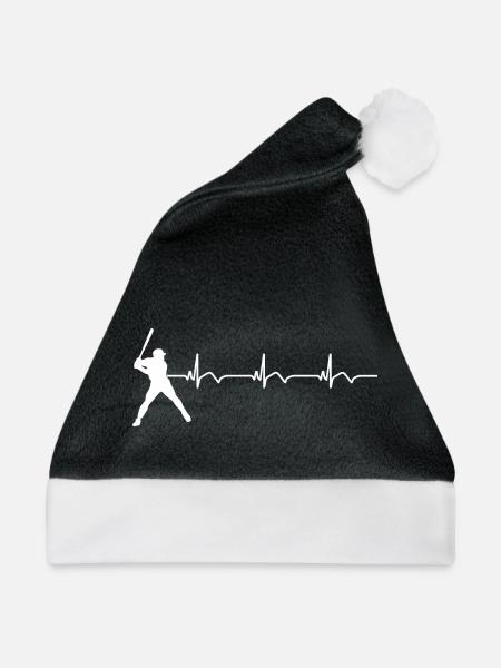 Baseball EKG Herzschlag Baseballschläger - Weihnachtsmütze - Schwarz/Weiß - Vorne