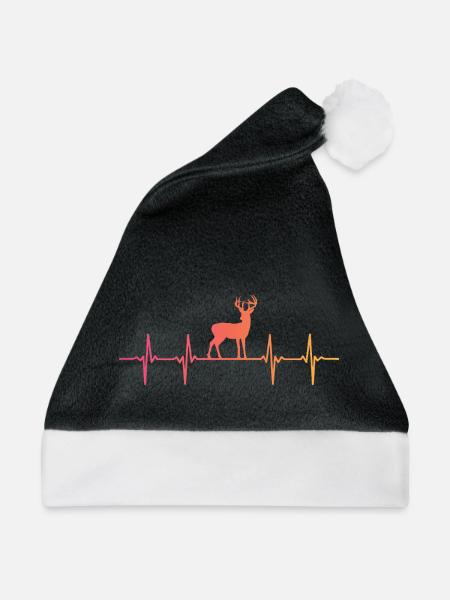 Hirsch Herzschlag Jäger Geschenk - Weihnachtsmütze - Schwarz/Weiß