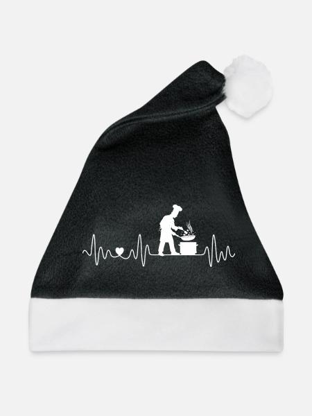 Koch Herzschlag Köche Köchinnen Für Chefs - Weihnachtsmütze - Schwarz/Weiß - Vorne