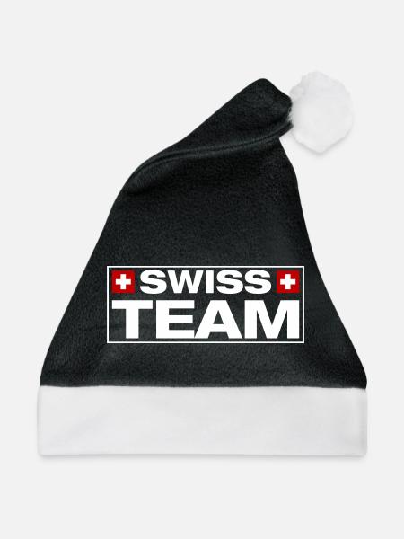 Team Swiss Schweiz - Weihnachtsmütze - Schwarz/Weiß - Vorne