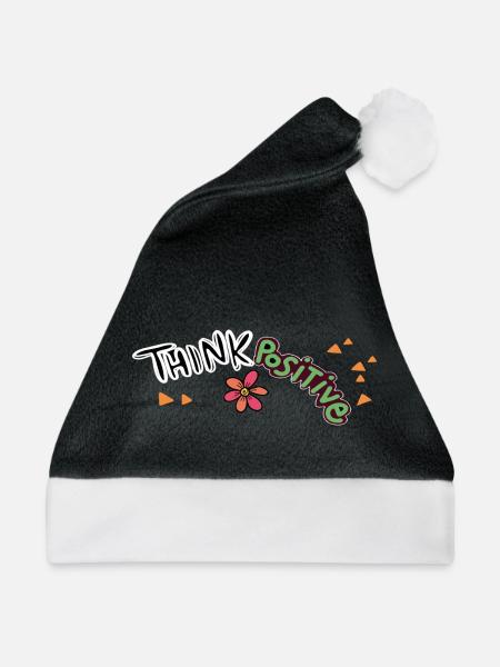 Think Positive  - Weihnachtsmütze - Schwarz/Weiß - Vorne