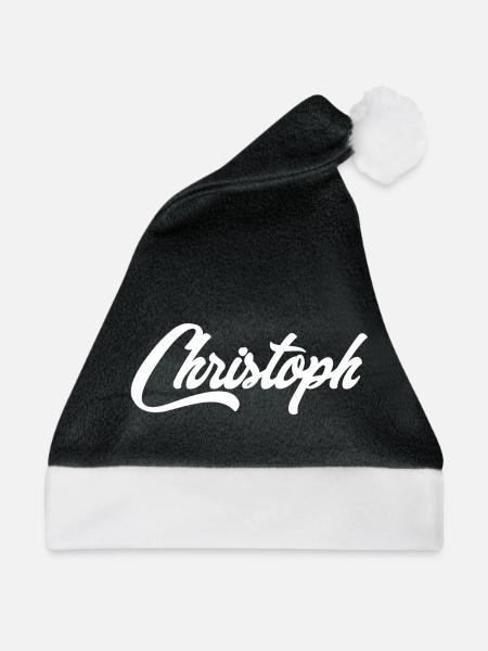 Kalligraphischer Schriftzug mit Elegantem Flair - Weihnachtsmütze - Schwarz/Weiß