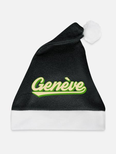 Genève Retro Script Limette - Weihnachtsmütze - Schwarz/Weiß
