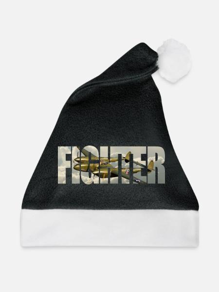 Fighter P-38 Lightning - Weihnachtsmütze - Schwarz/Weiß