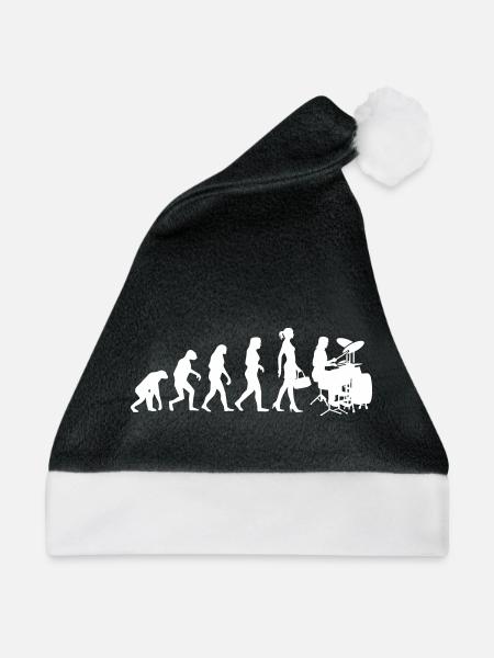 Evolution Schlagzeugerin Percussion Drummer Lady - Weihnachtsmütze - Schwarz/Weiß