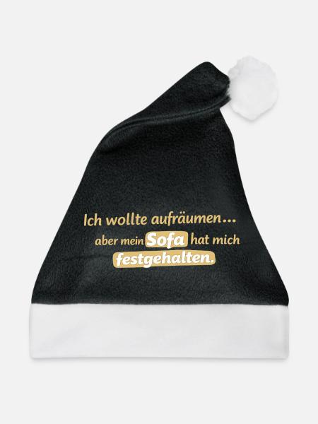 Sofa-Fessel: Aufräumen verweigert - Weihnachtsmütze - Schwarz/Weiß