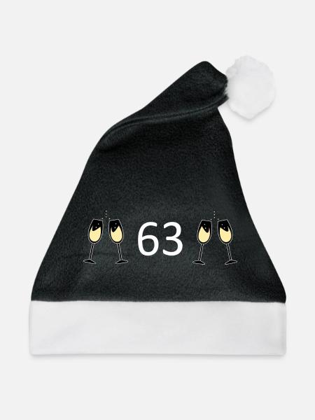 63.Geburtstag 63 Jahre Jubiläum 63 Zahl 63 schwarz - Weihnachtsmütze - Schwarz/Weiß - Vorne