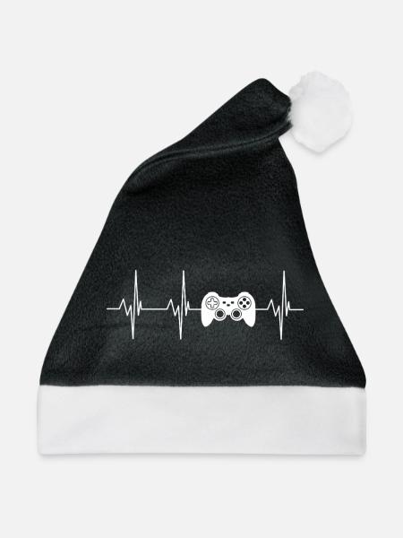 Herzschlag Controller Grafik - Weihnachtsmütze - Schwarz/Weiß
