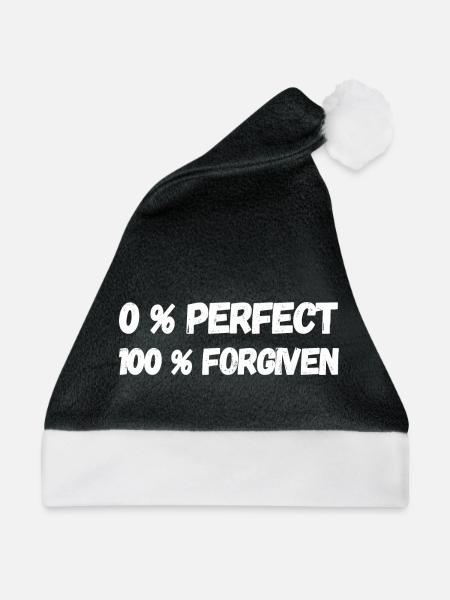0% Perfect 100 Forgiven Jesus Glaube Geschenkidee - Weihnachtsmütze - Schwarz/Weiß - Vorne